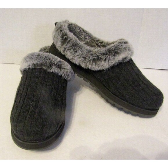 SKECHERS BOBS KEEPSAKES ICE ANGEL FUR SLIPPERS WOMEN SHOES CHARCOAL NWOB 8 - Picture 2 of 9